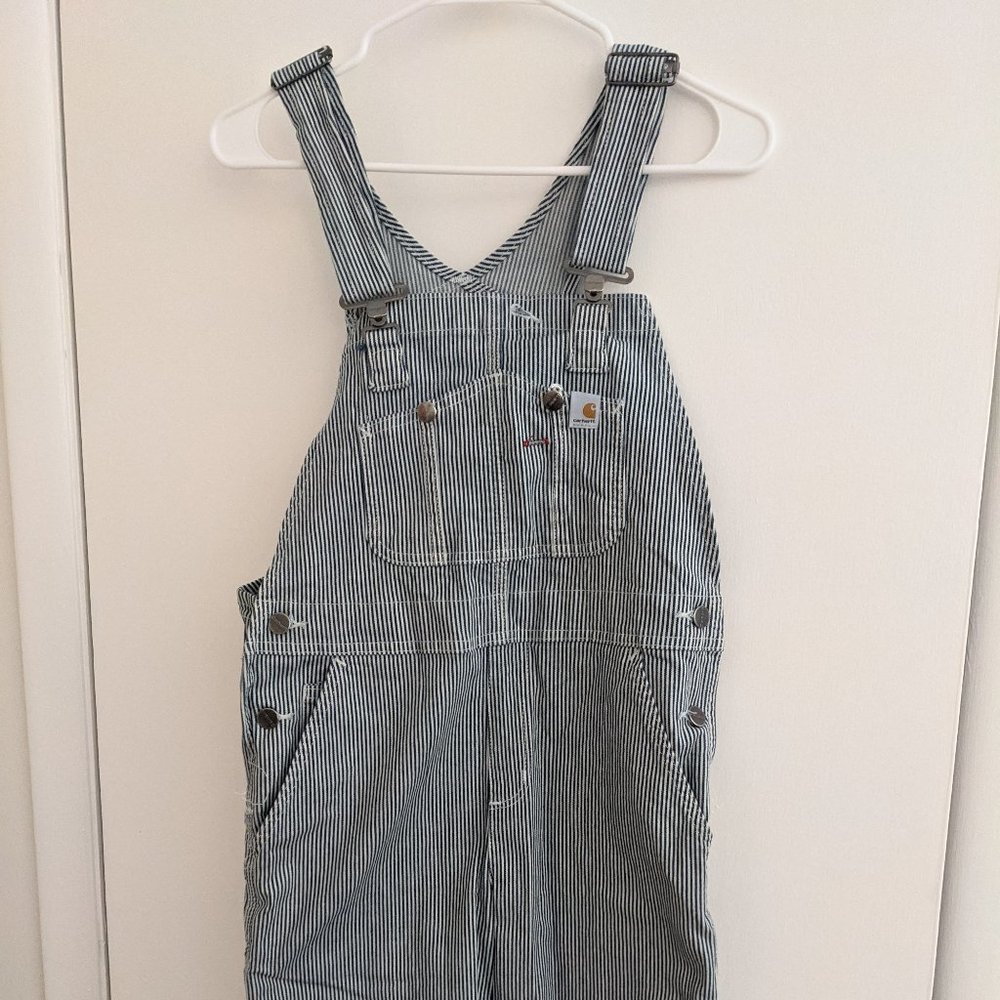 Carhartt Women's Blue&White Stripe Overall Shorts